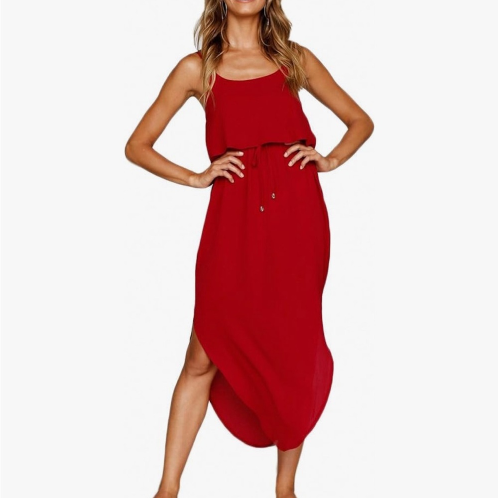 Red maxi dress